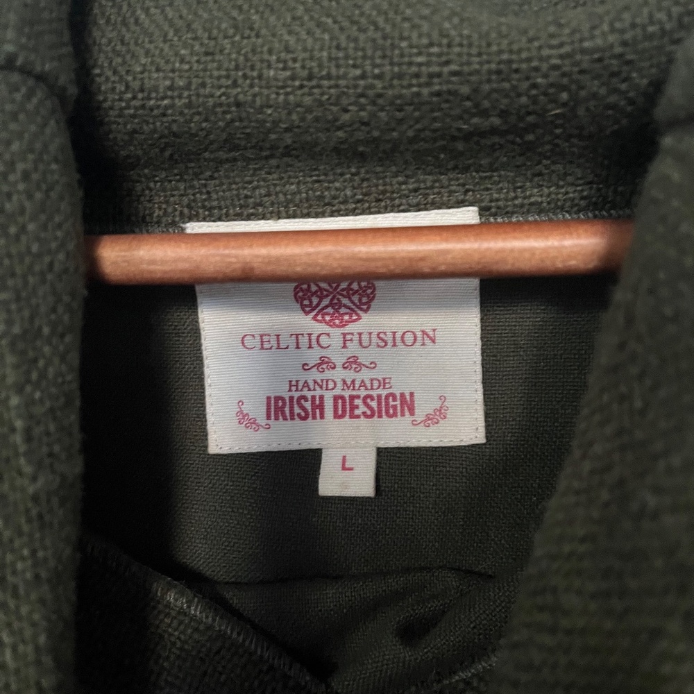 Celtic Fusion Cowl Tunic Pullover Green cotton women’s size Large - Picture 4 of 5